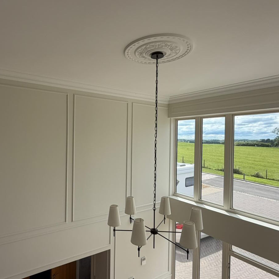 Victorian Plaster Ceiling Rose with Chandelier