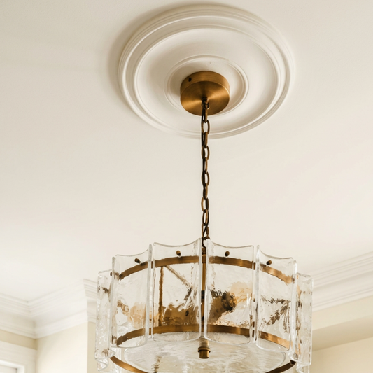 Close up of Plain Spun Plaster Ceiling Rose