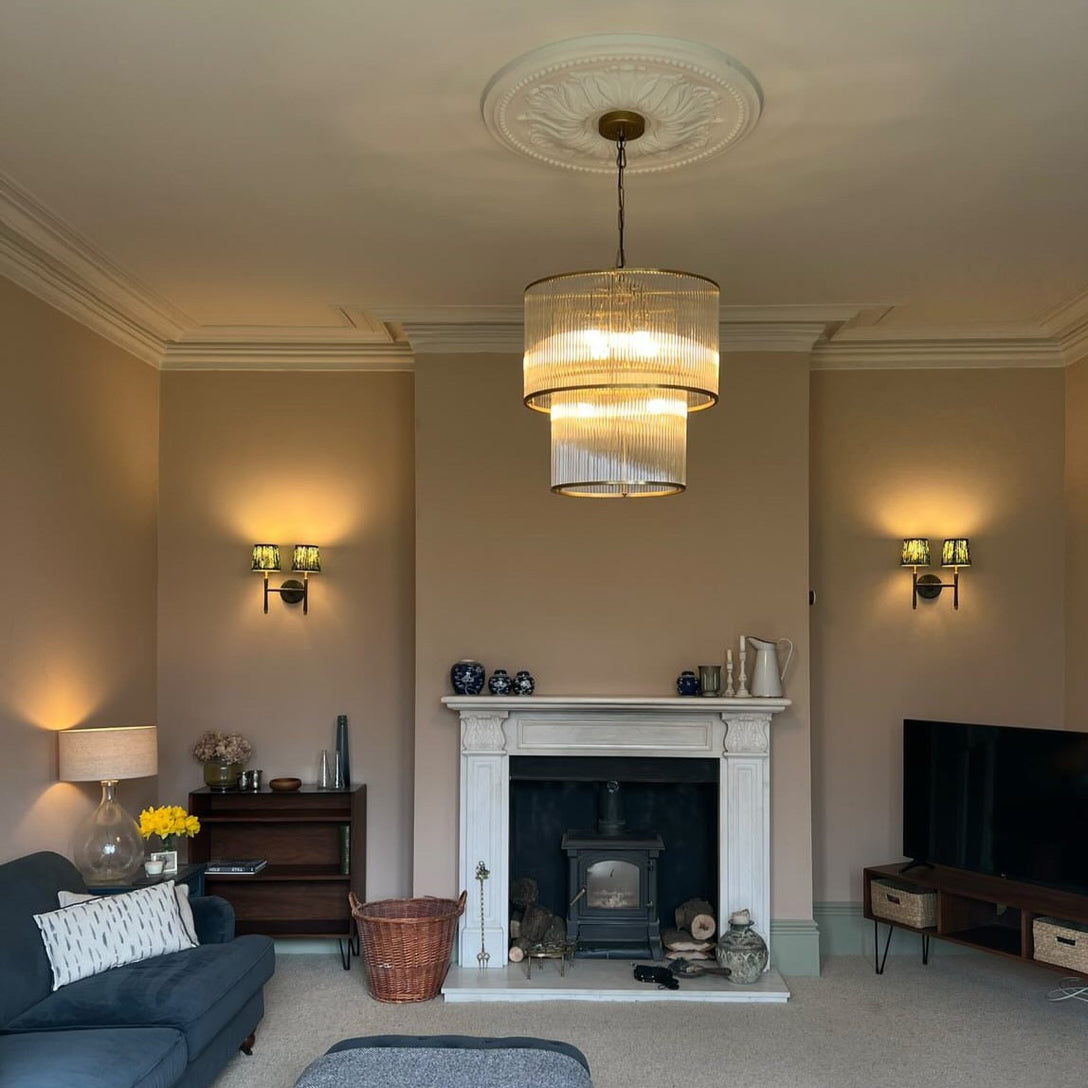 Victorian floral rose in grand bright living room