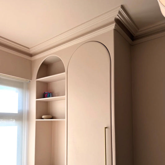 Swan Neck Plaster Coving in Scandinavian Style Interior