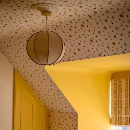 Example of small plaster ceiling rose in bright interior