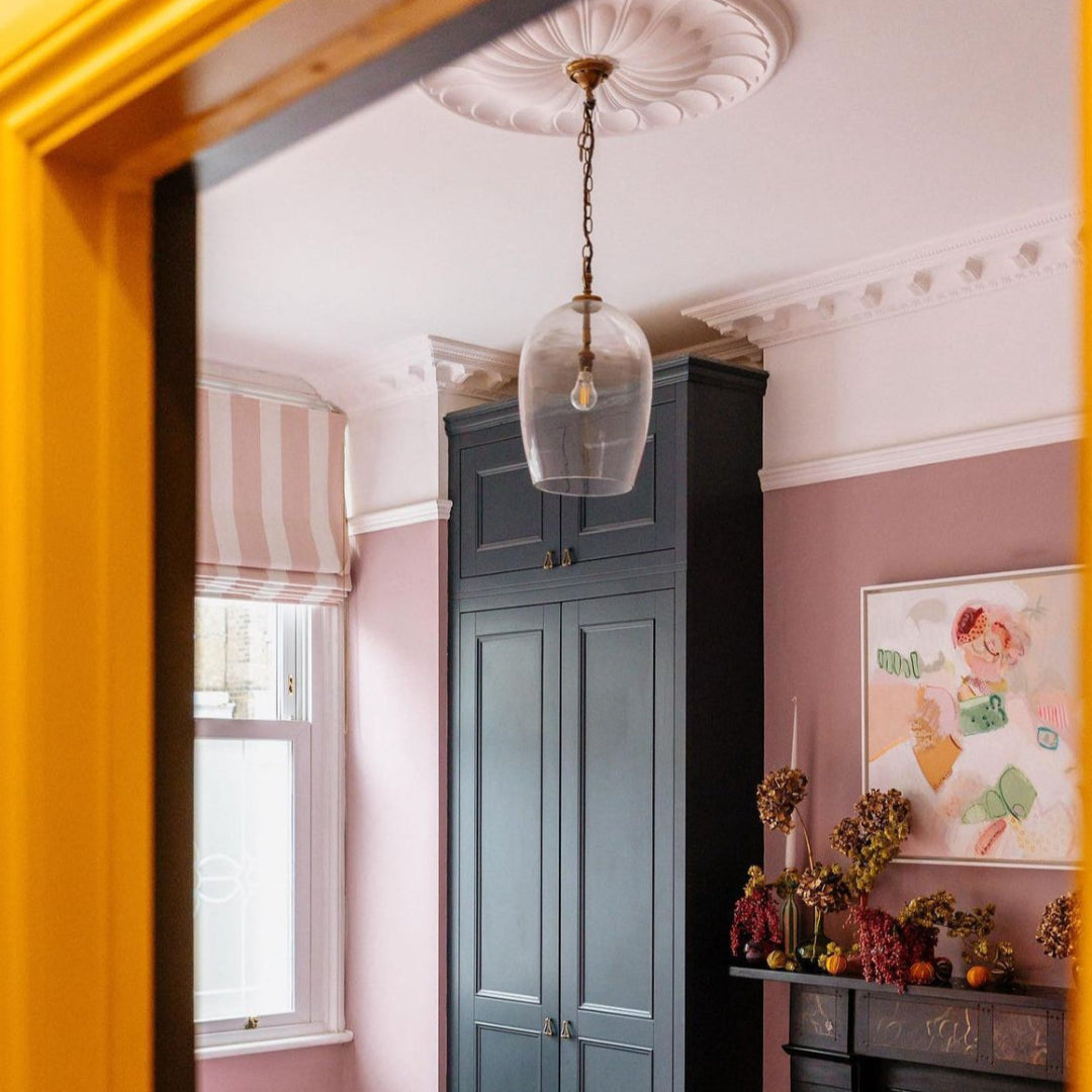 art deco large plaster ceiling rose in pink room