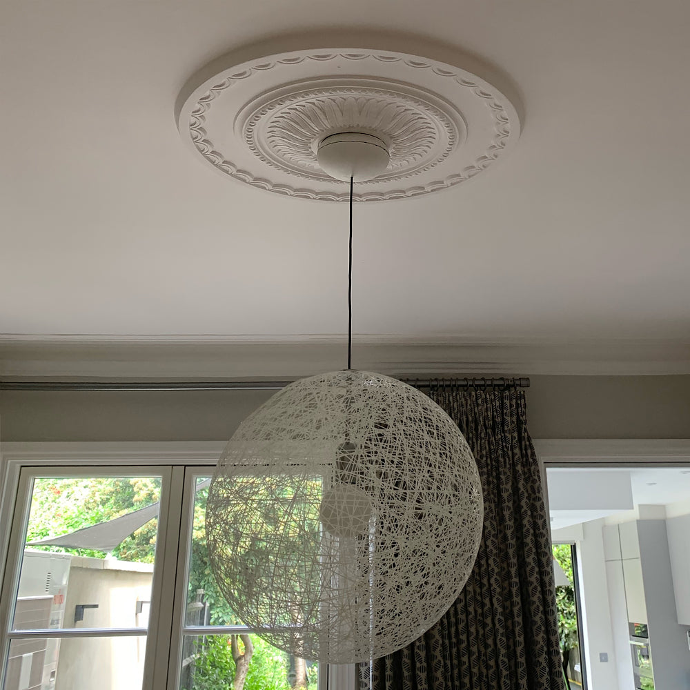 large victorian ceiling rose in bright room