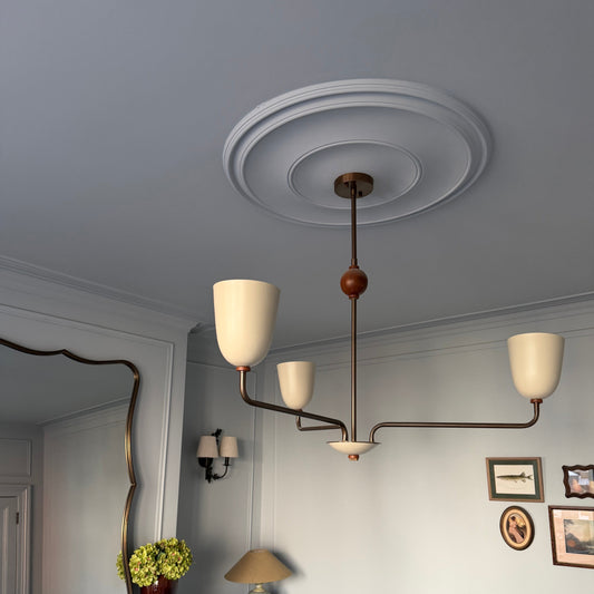 Installed Large Plain Spun Plaster Ceiling Rose