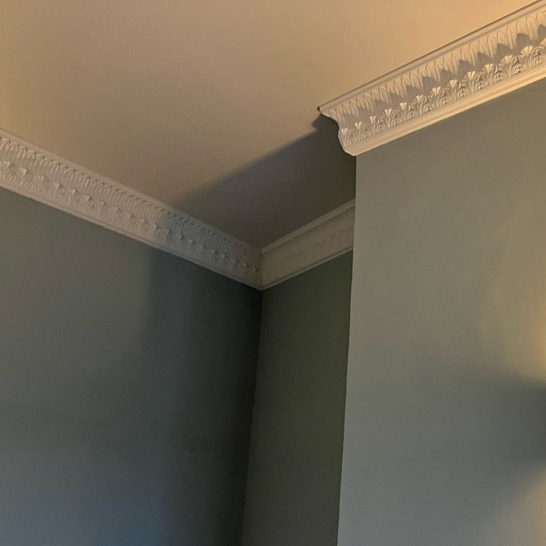 corner aspect of floral victorian plaster coving