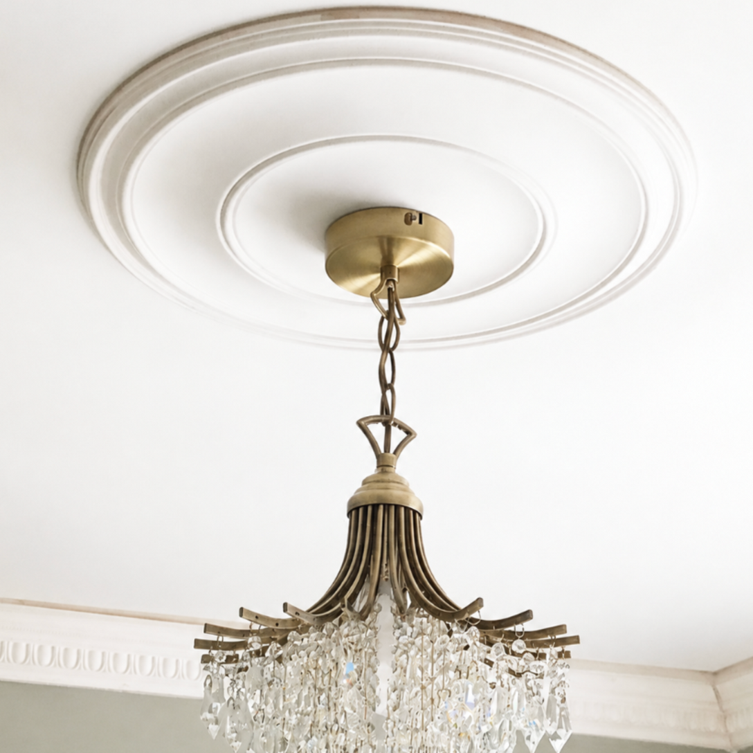 Installed Plain Spun Plaster Ceiling Rose