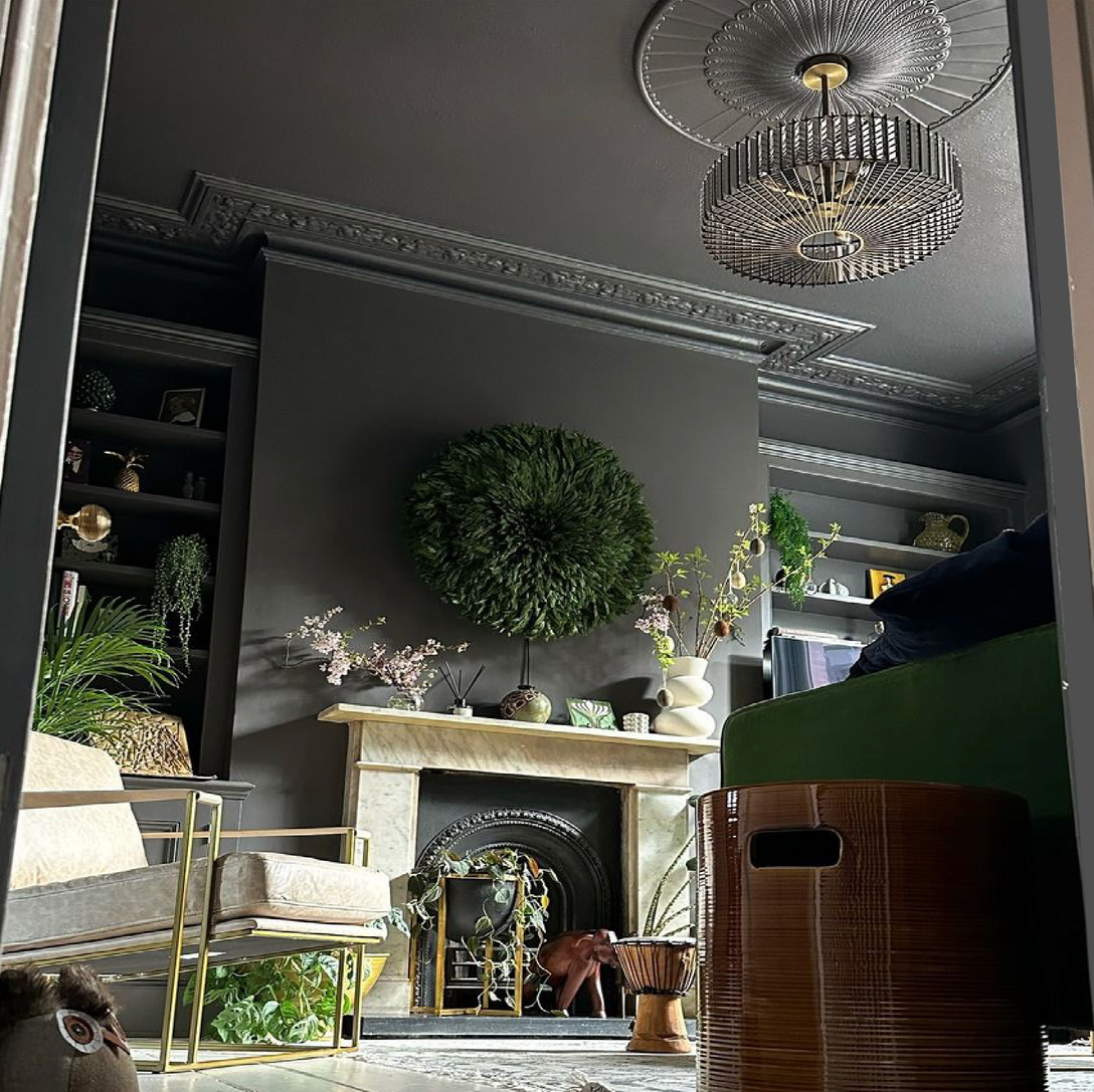 Georgian plaster ceiling rose in gothic room 