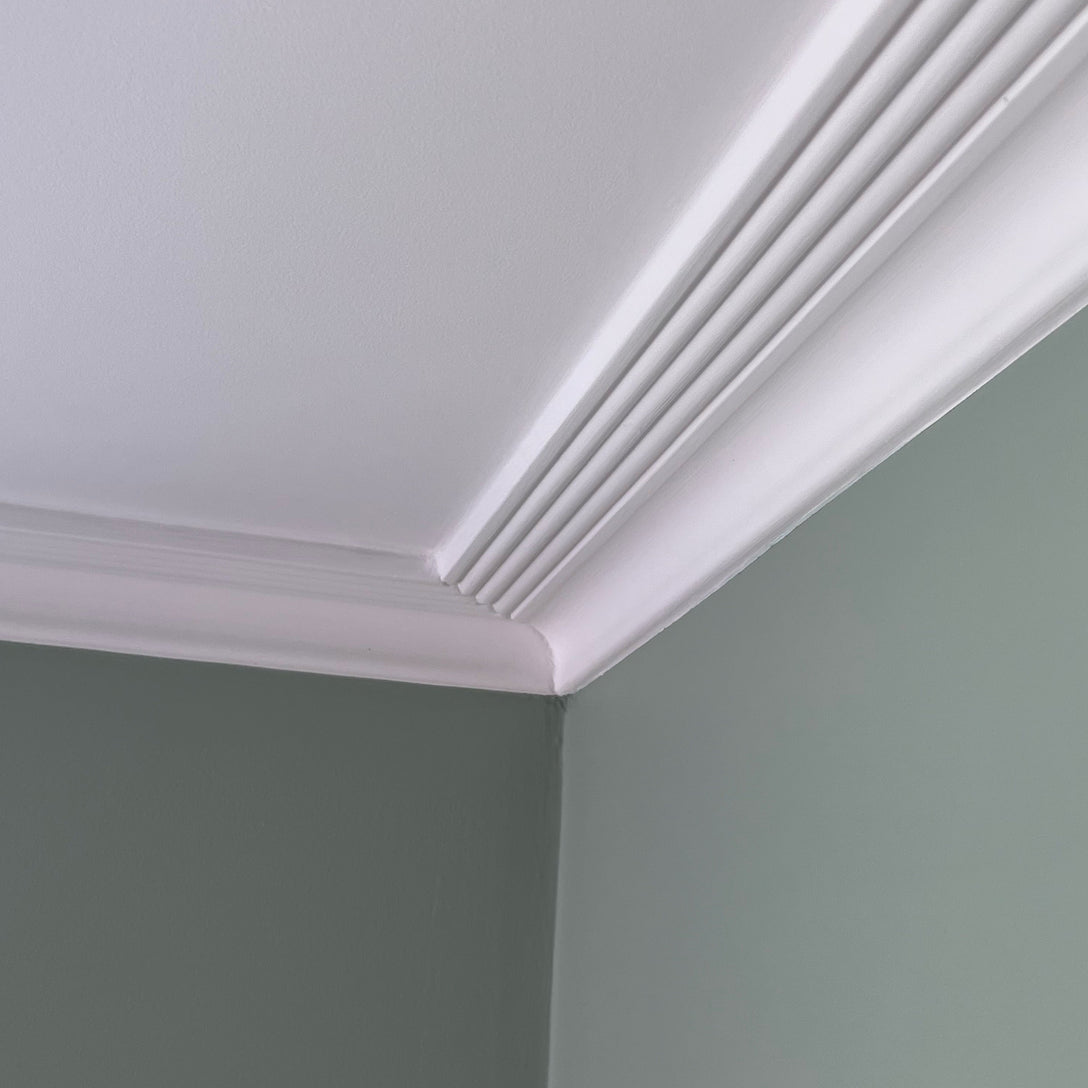 corner section of classic plaster ceiling coving