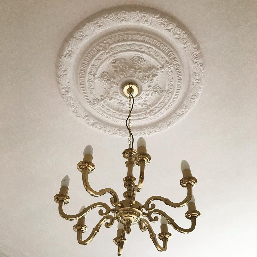 Large Plaster Ring Ceiling Rose with period light-fitting