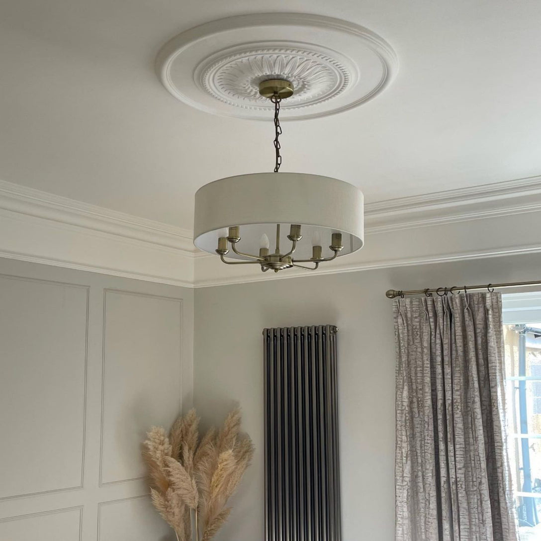 Large Sunflower Ceiling Rose in naturally lit room