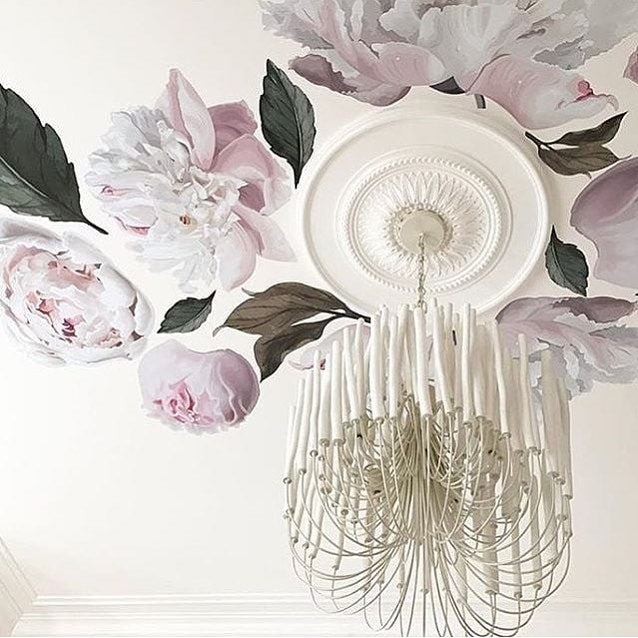 Large Sunflower Ceiling Rose against floral ceiling