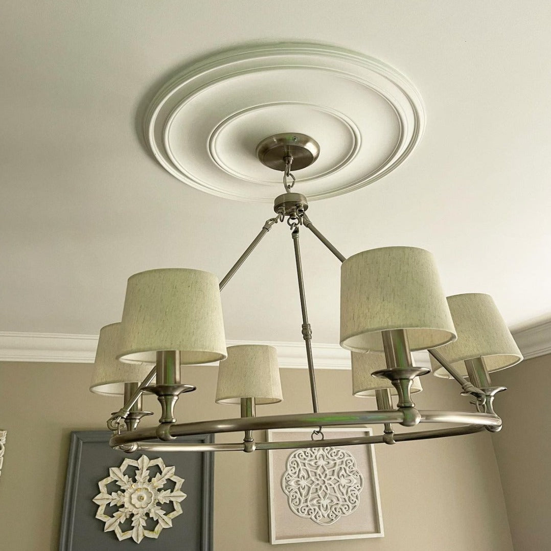 Plain Spun Plaster Ceiling Rose in furnished room