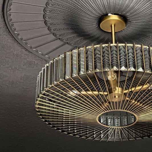 Georgian Plaster Ceiling Rose with chandelier