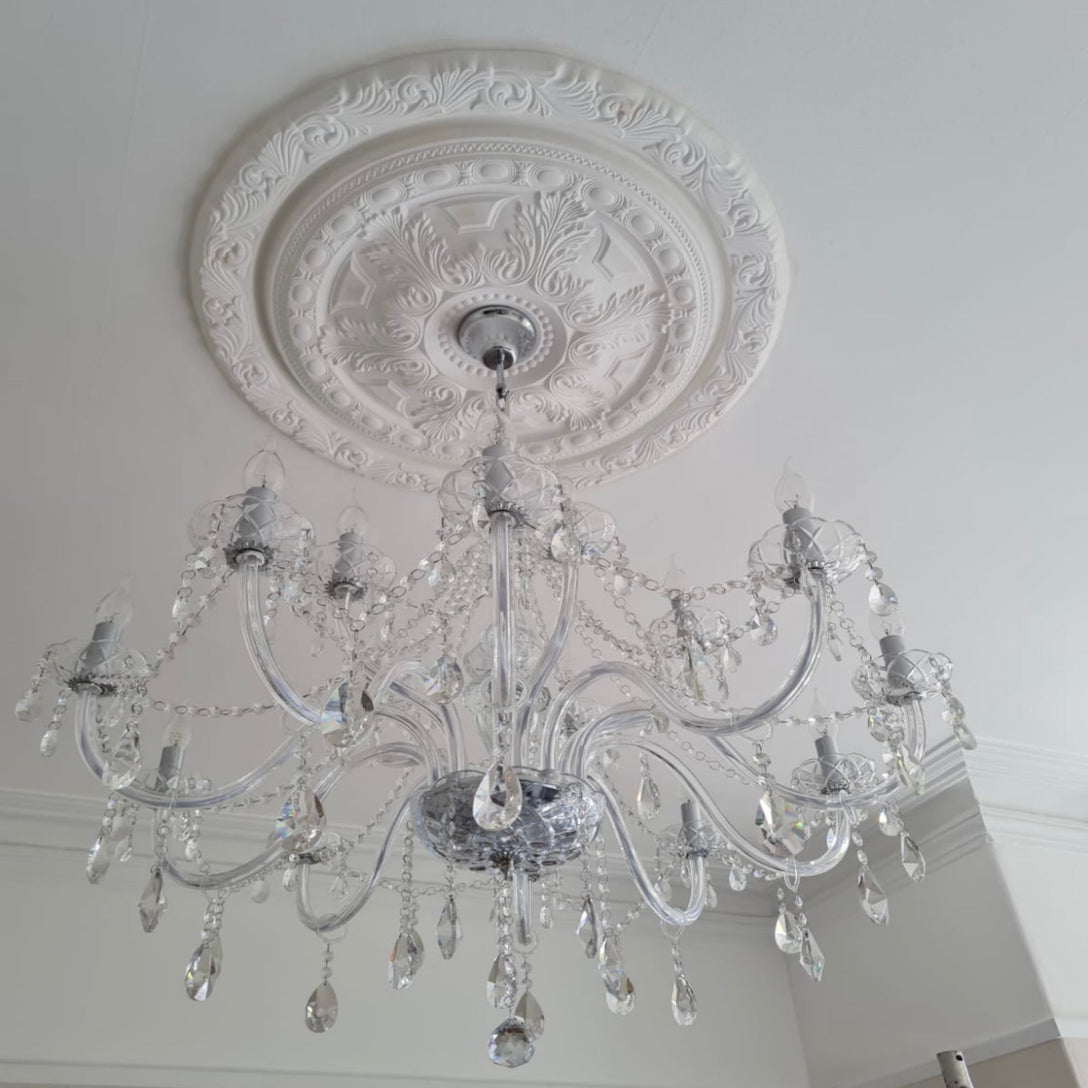 Large Plaster Ring Ceiling Rose against white ceiling