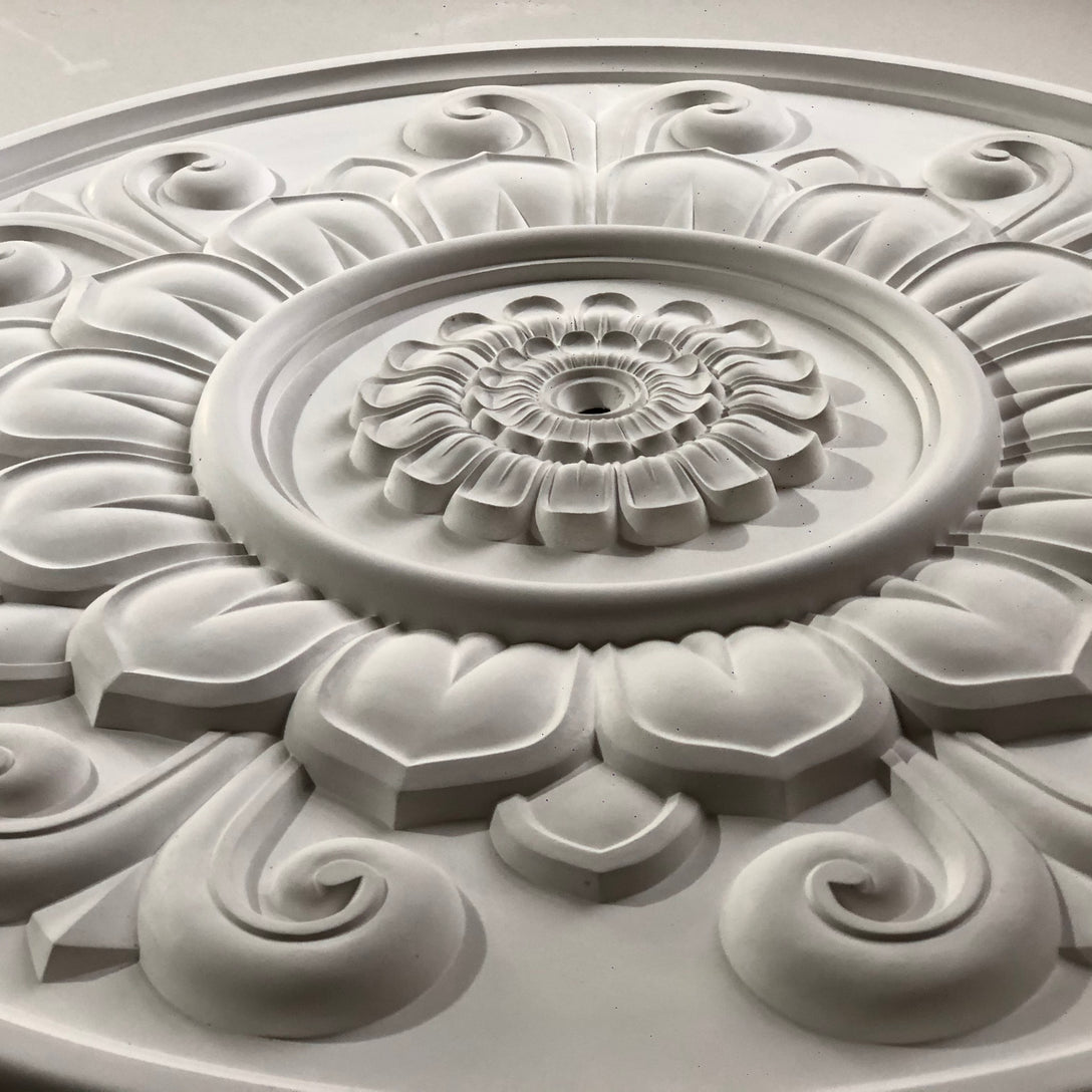 Large Floral Plaster Ceiling Rose close-up detailing