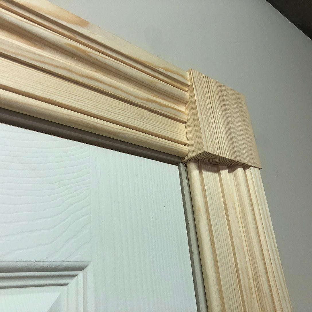 detailed photo showing Victorian Timber Architrave with corner block 94mm x 28mm