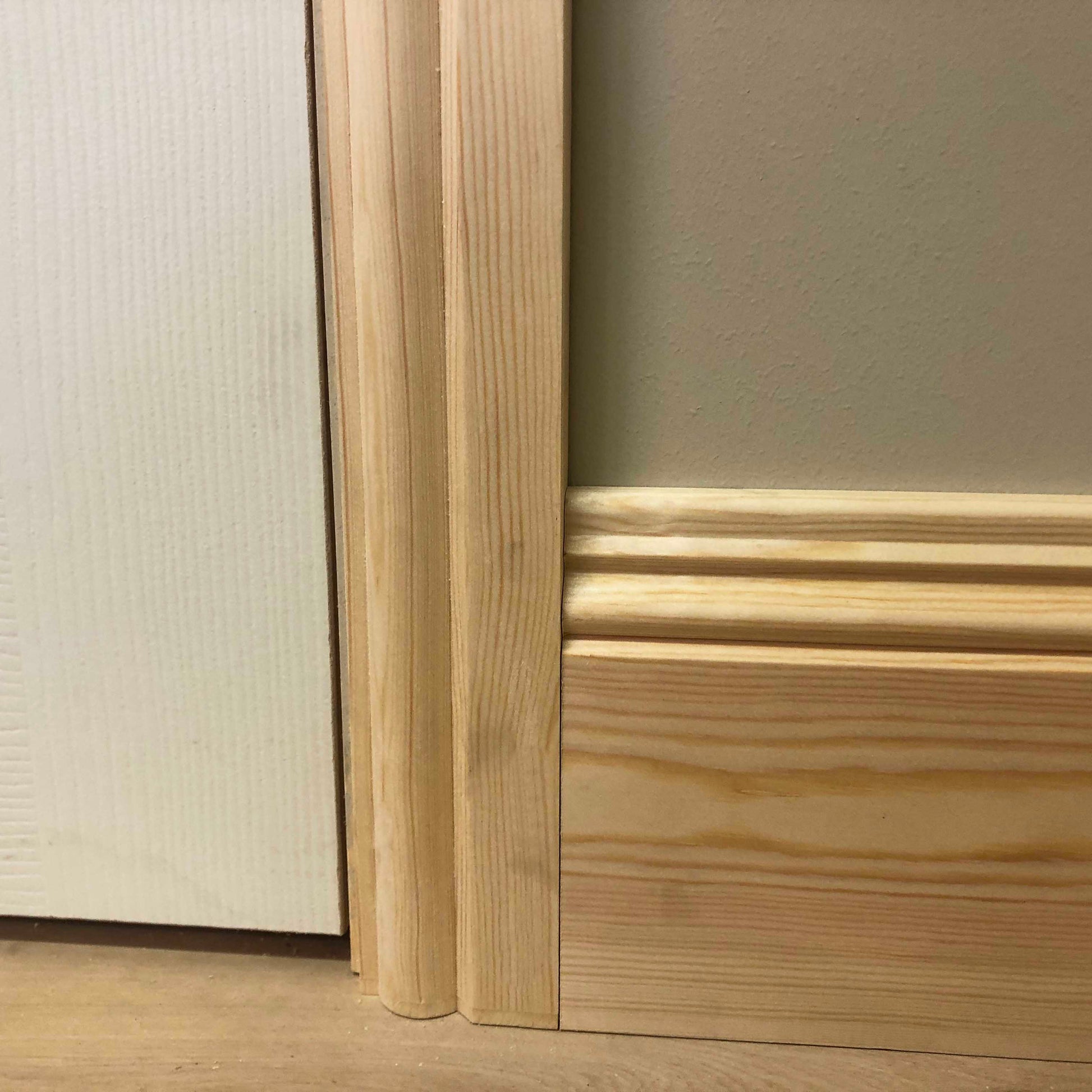 skirting board shown joining with Victorian Timber Architrave 67mm x 21mm