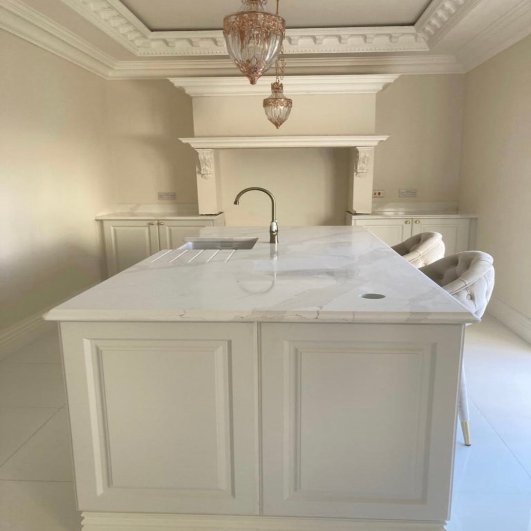 Plaster Coving shown in kitchen above island 175mm