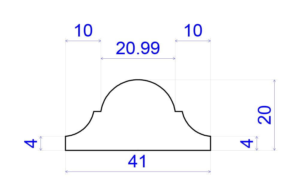 technical image showing Antique Timber Panel Mould measurements 41mm x 20mm