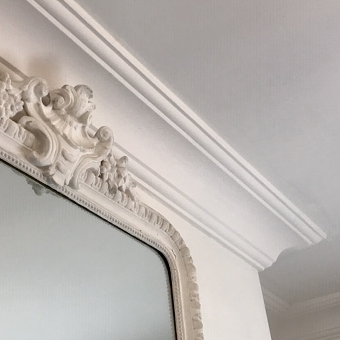image shows a section of Victorian Plaster Coving with a 120mm Drop