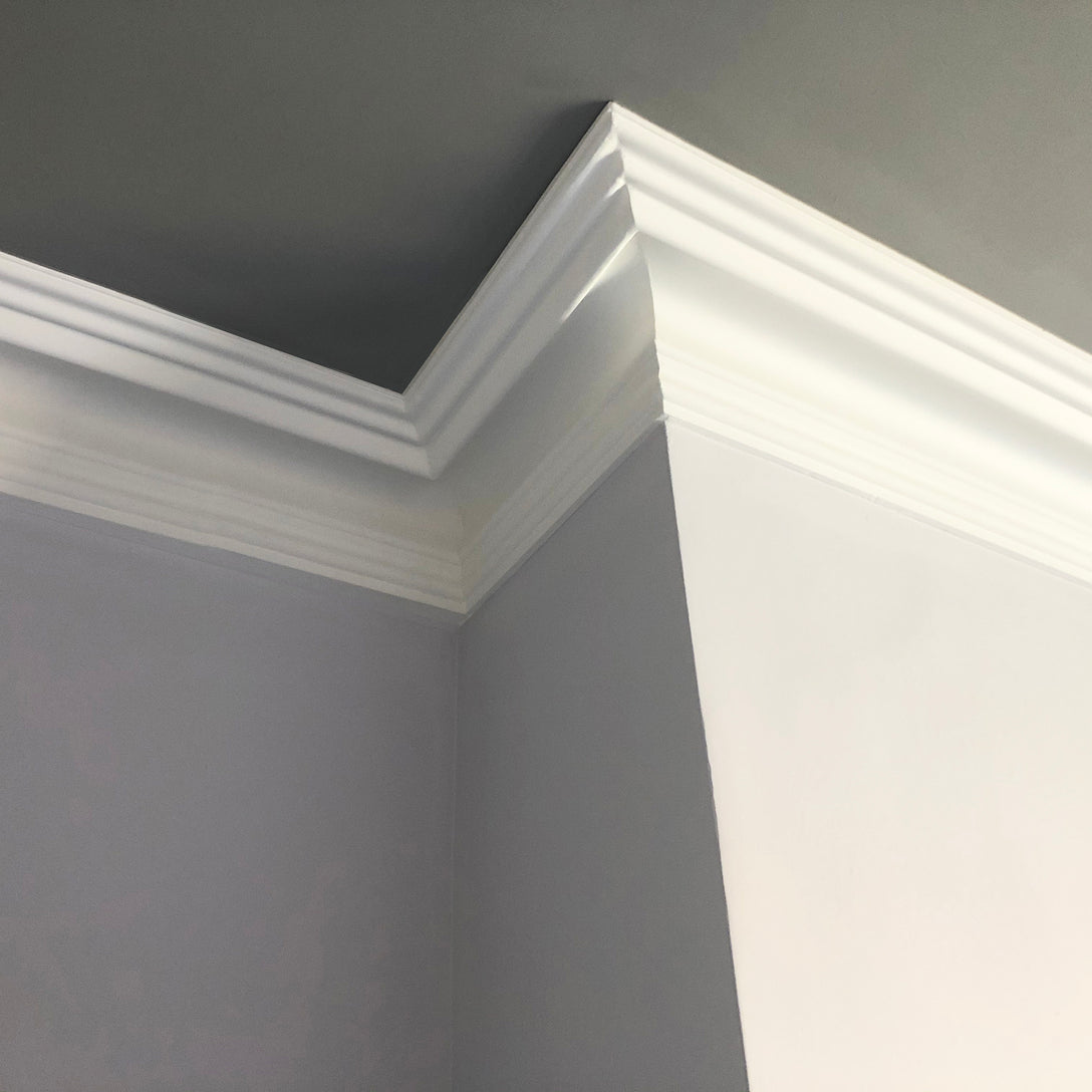corner section of Traditional Victorian Paster cornice 150MM