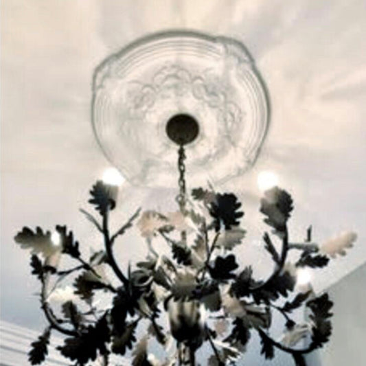 Victorian Gothic Plaster Ceiling Rose shown with chandelier 680mm dia.