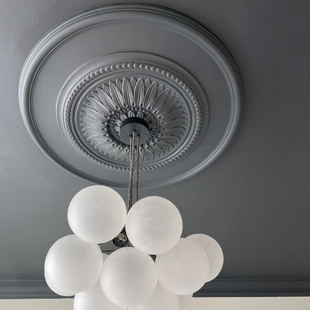 Large Sunflower Ceiling Rose with modern light fitting