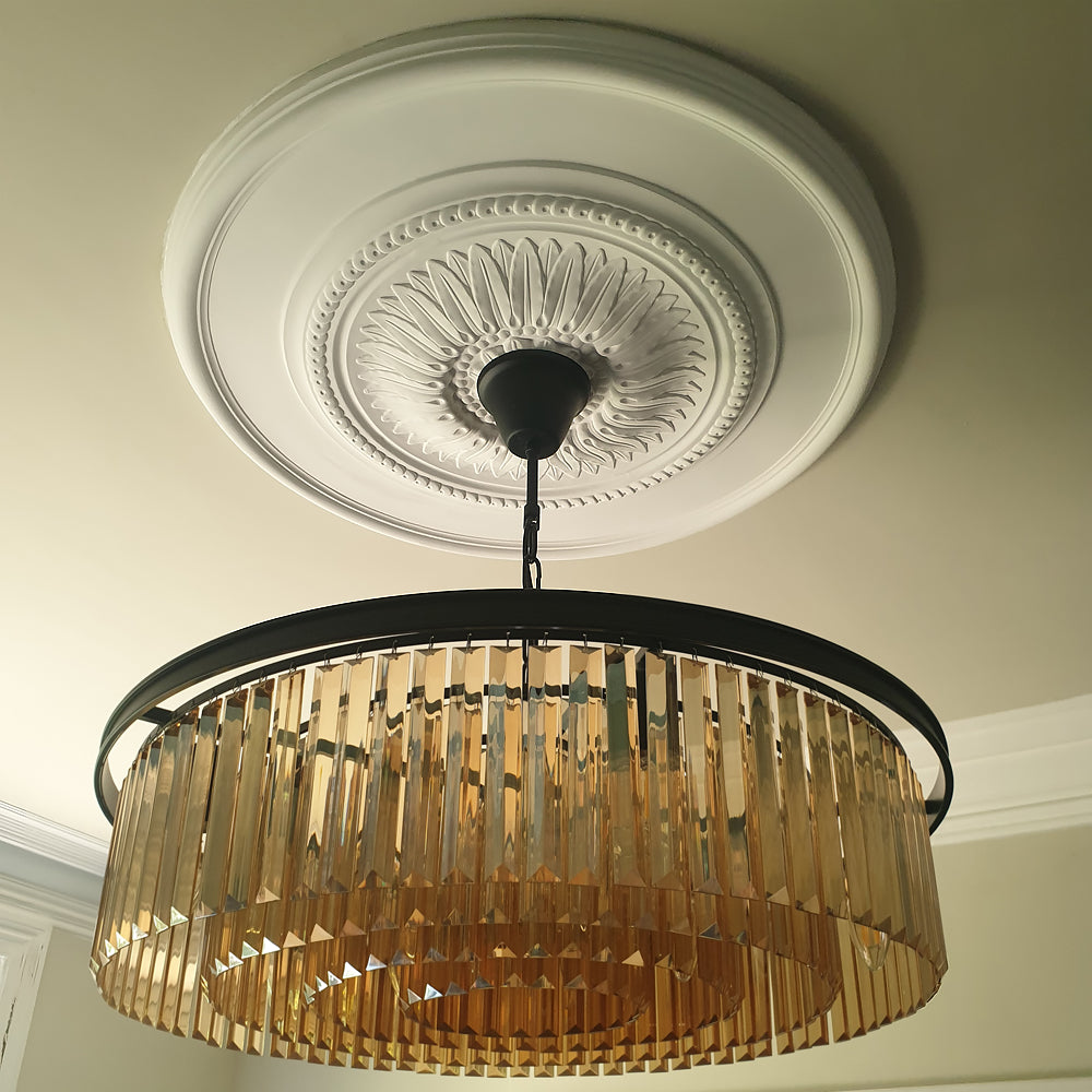 Large Sunflower Ceiling Rose in modern setting