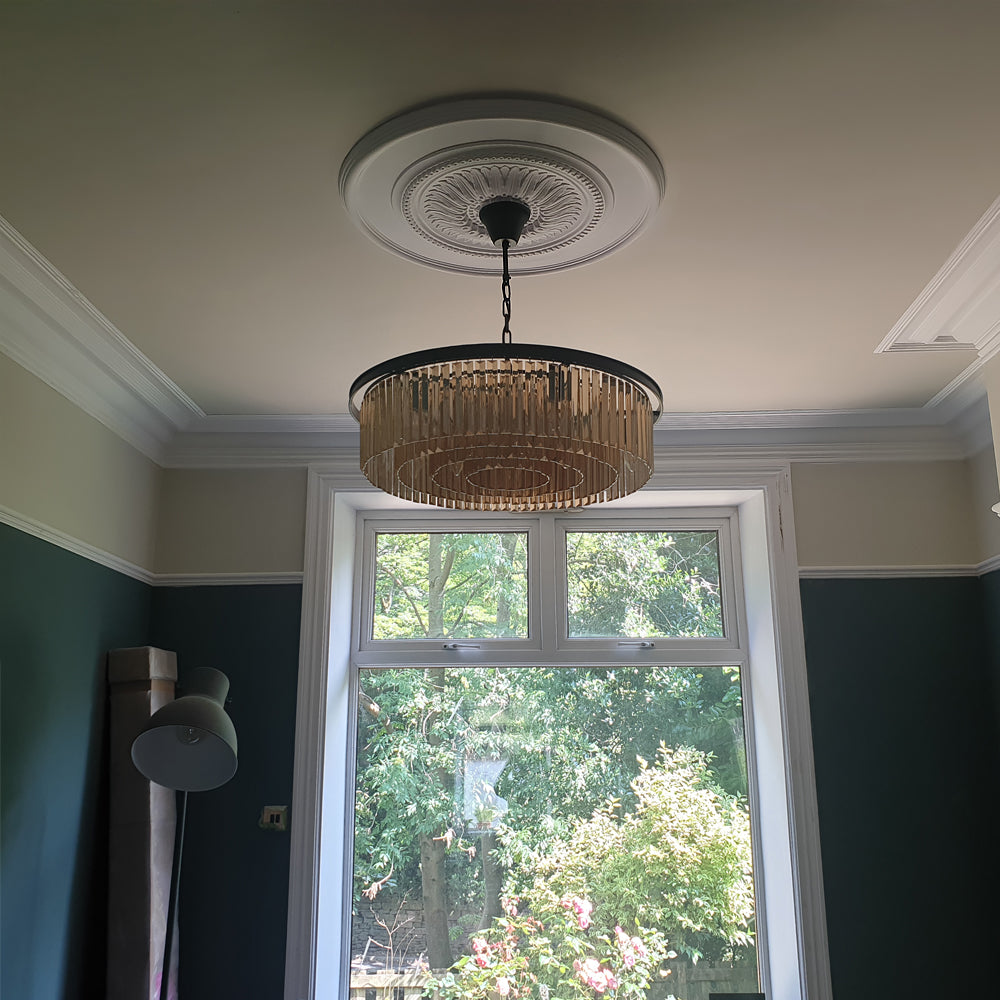 Large Sunflower Ceiling Rose in natural lighting