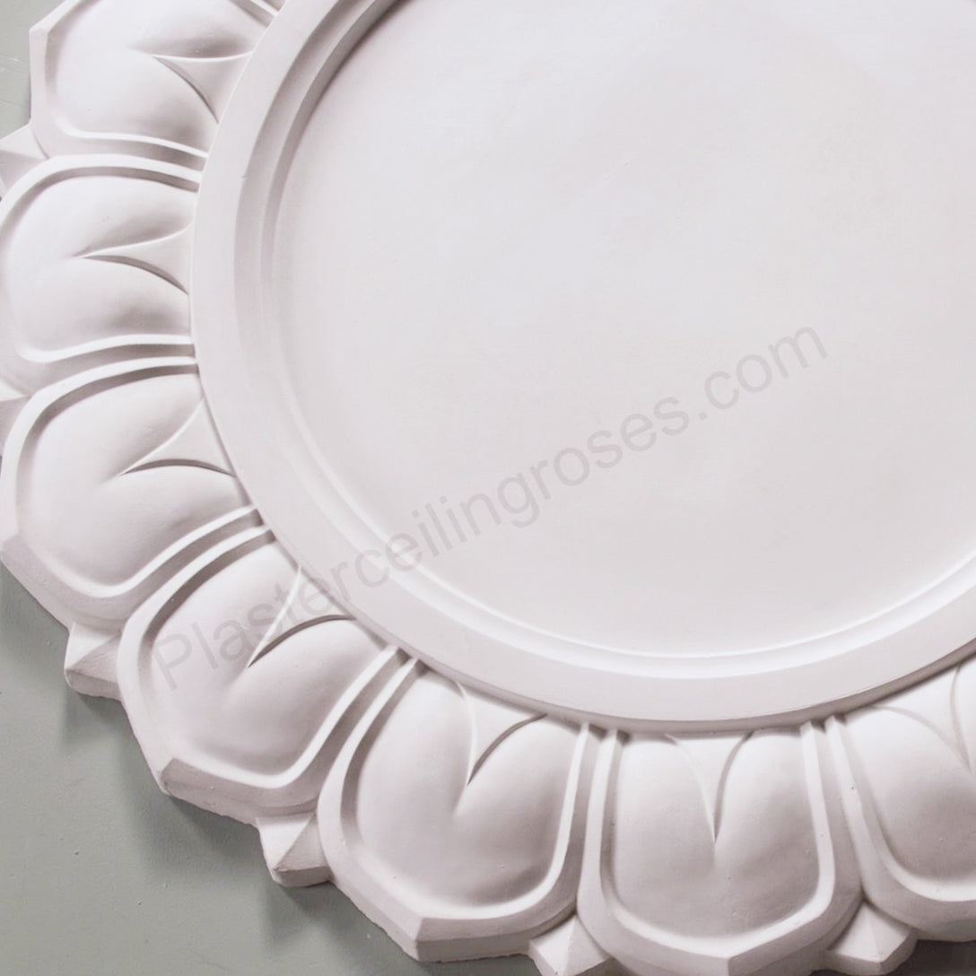 detailed photo showing Art Deco Plaster Ceiling Rose close up 820mm dia. 