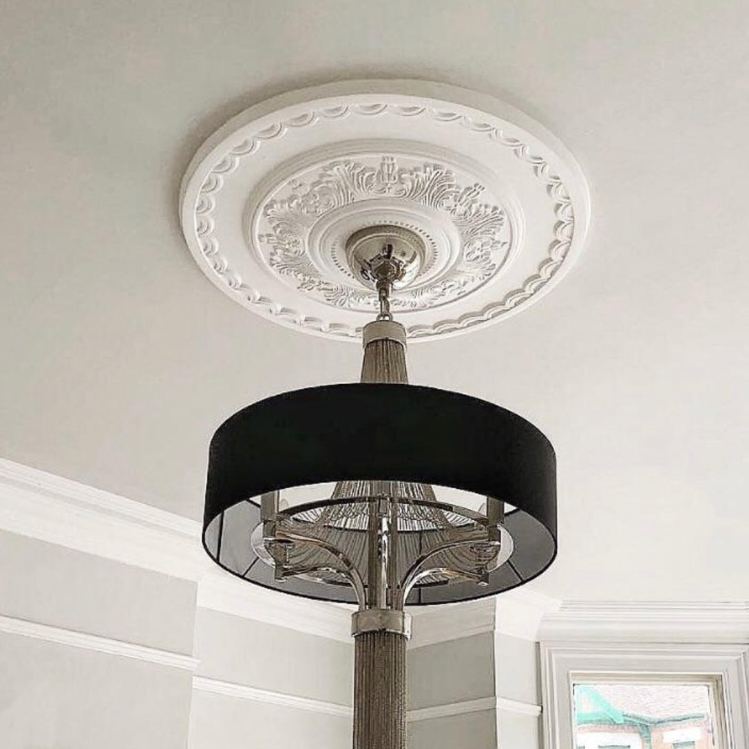 Acanthus Leaf Plaster Ceiling Rose in natural lighting