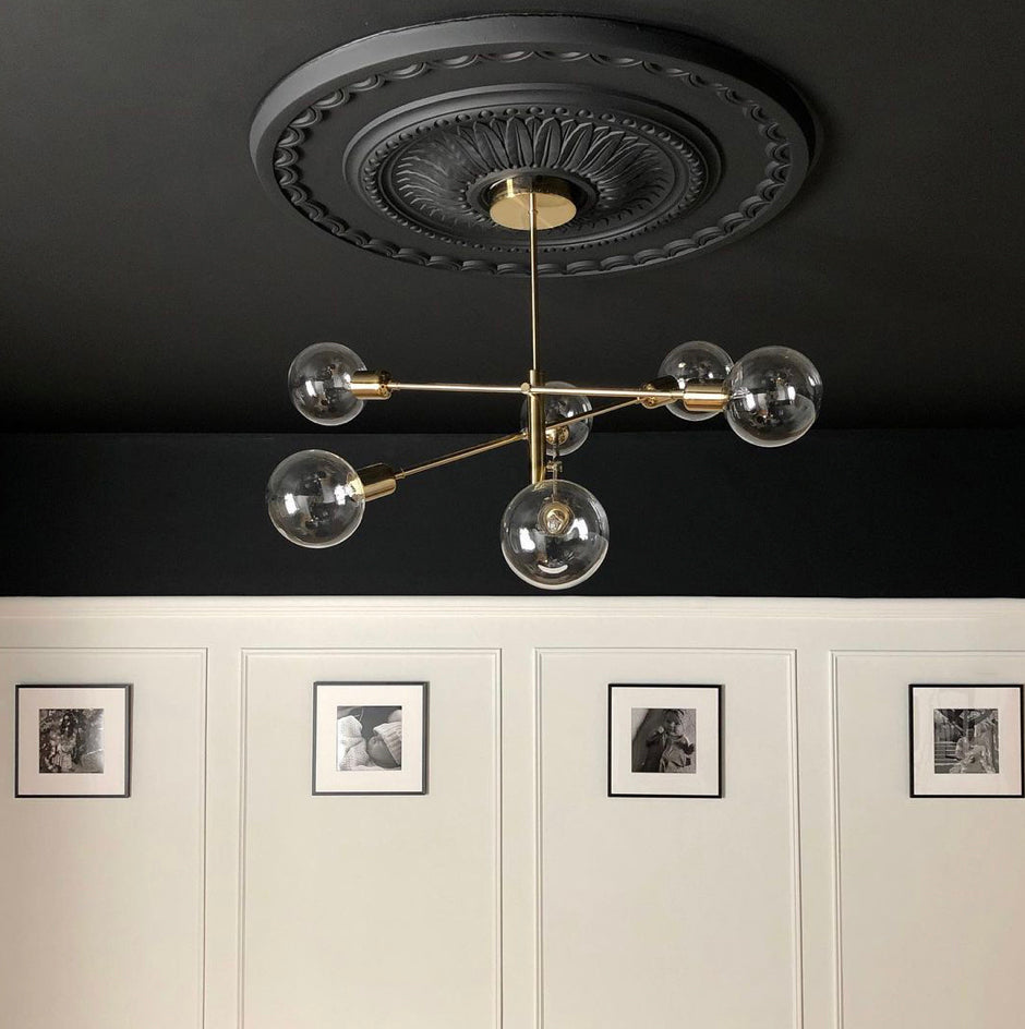 example of victorian sunflower plaster ceiling rose in modern home