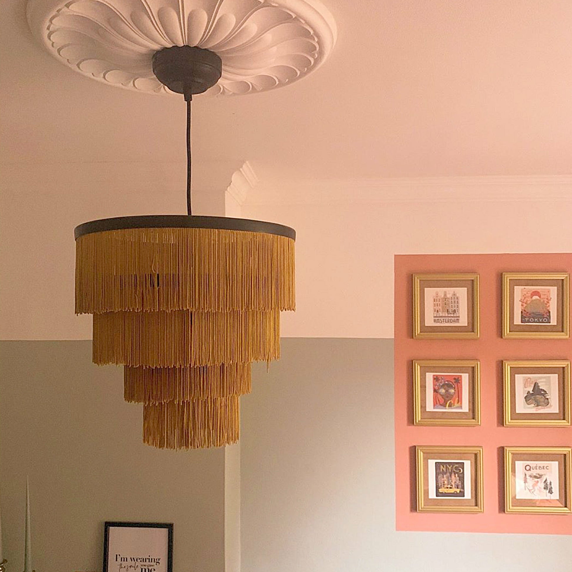 Art Deco Floral Plaster Ceiling Rose in pastel room 680mm dia.