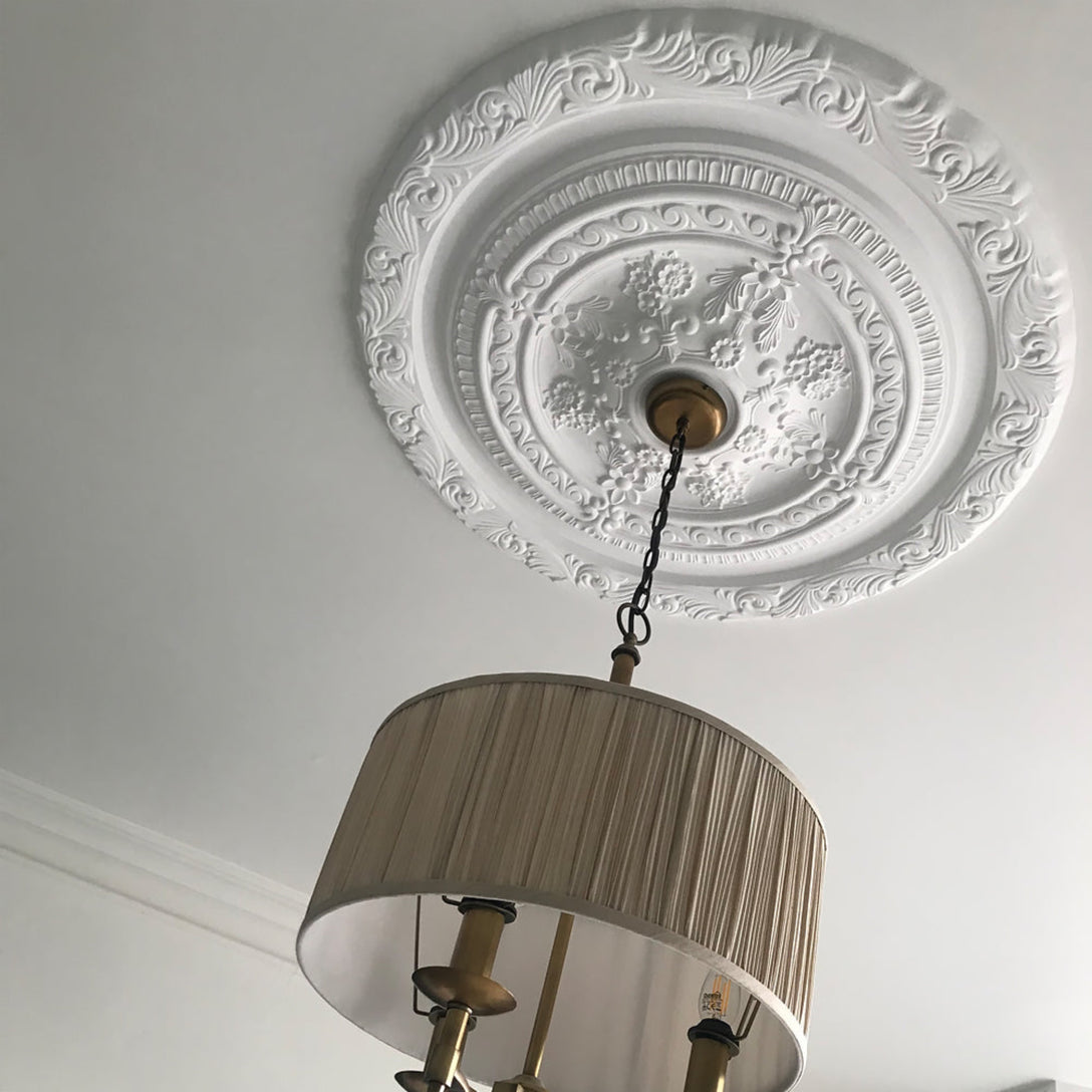 Large Plaster Ring Ceiling Rose in natural lighting