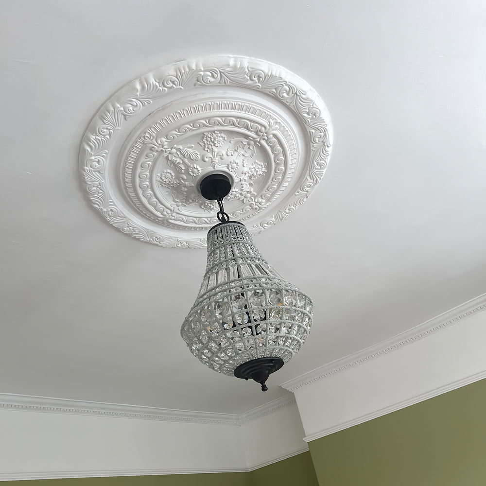 Large Plaster Ceiling Rose Ring with chandelier