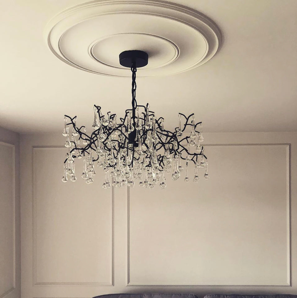 Large Plain Spun Plaster Ceiling Rose on high ceiling