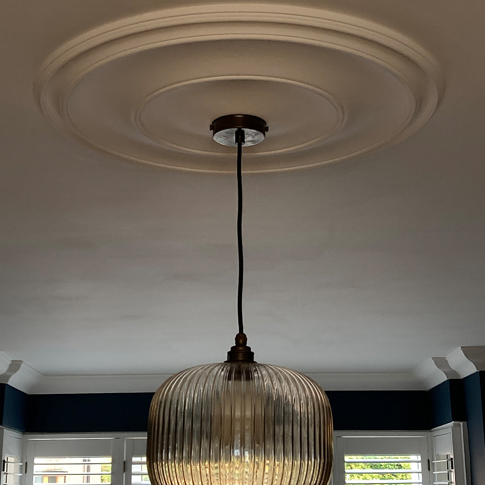 Large Plain Spun Plaster Ceiling Rose from below