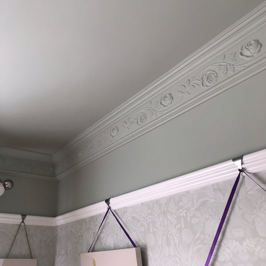 section of wild rose Plaster Cornice above picture rail- 120mm Drop