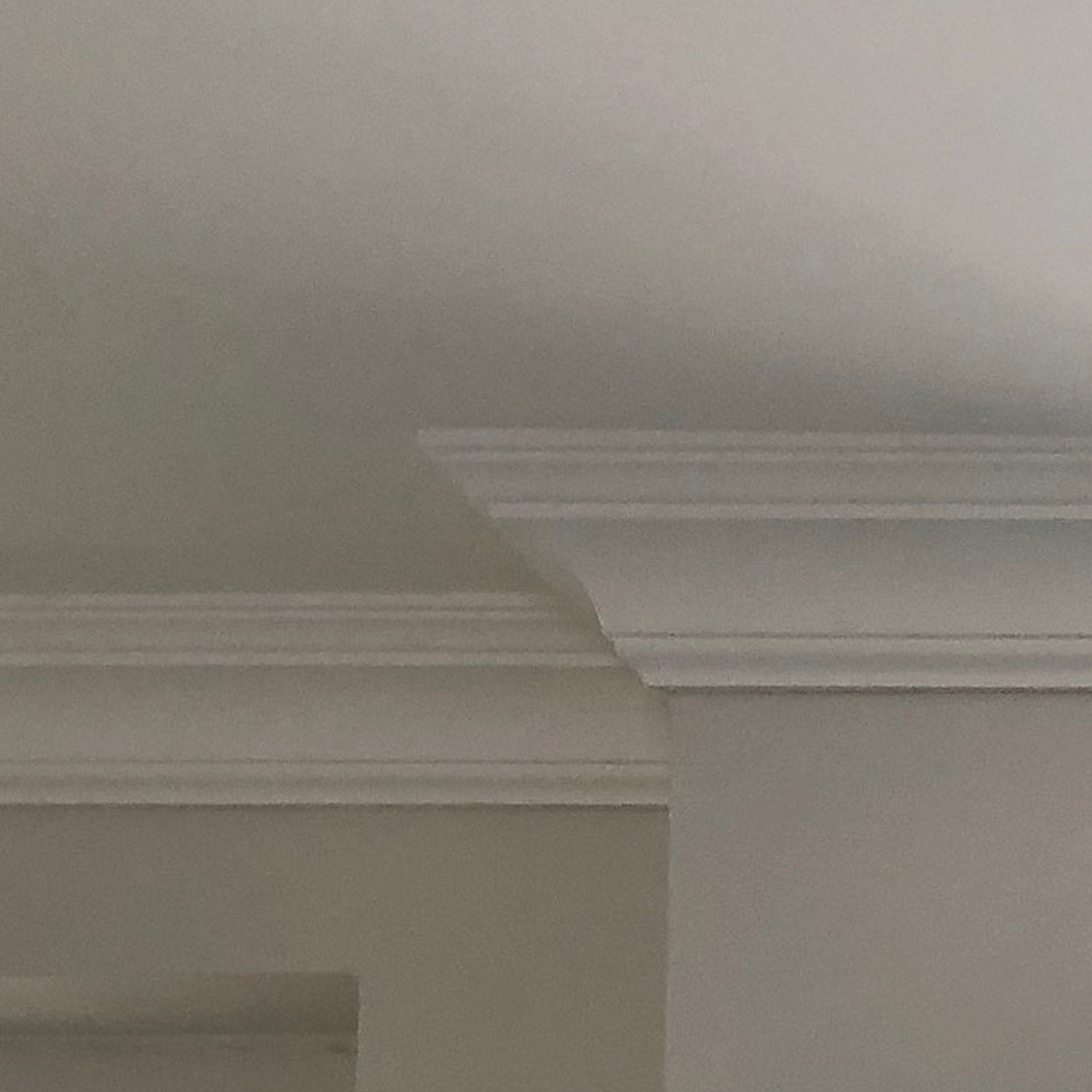 detailed image showing Plaster Coving after instillation 90mm Drop 