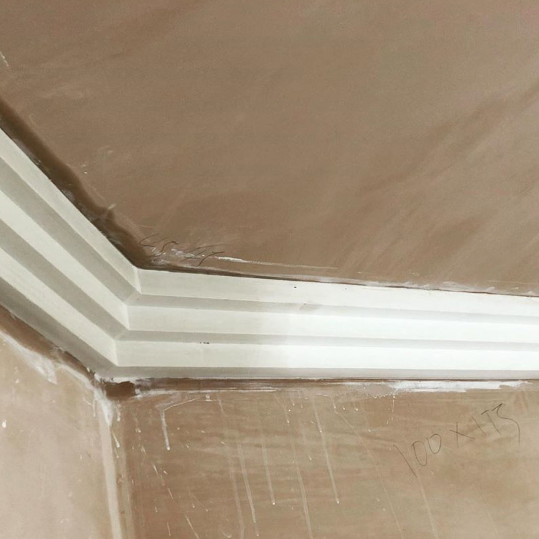 technical photo of Three Step Art Deco Plaster cornice with a 115mm Drop