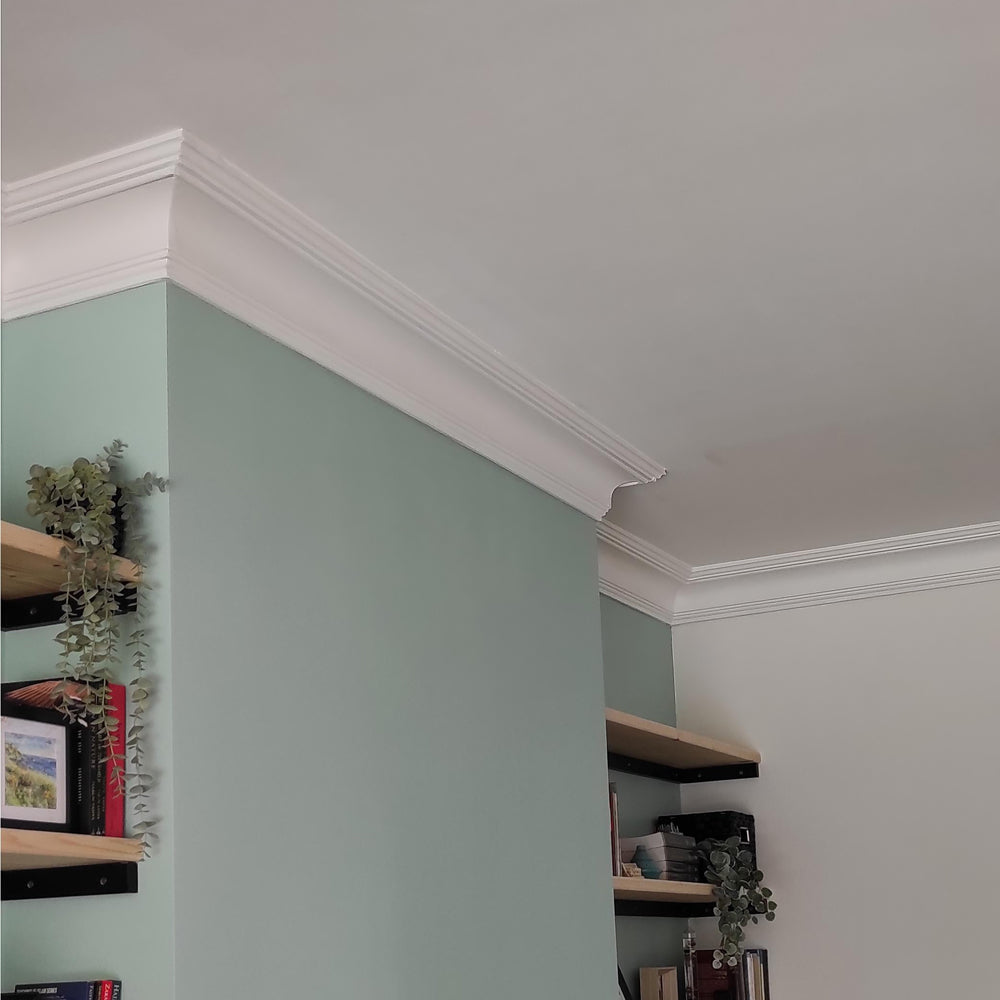example of plaster cornice with shelving