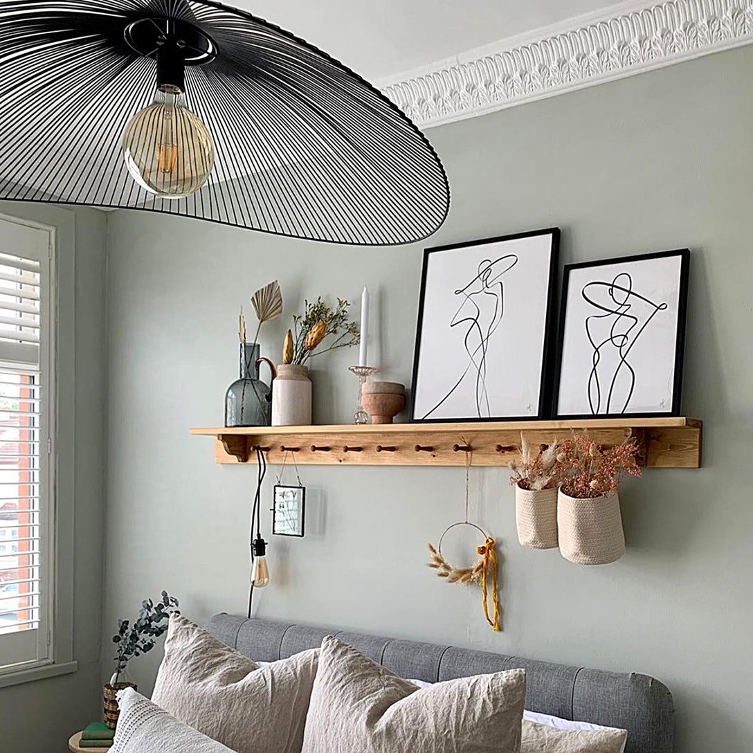 Acanthus and Plain Leaf 122MM Drop Plaster Coving in a cozy bedroom