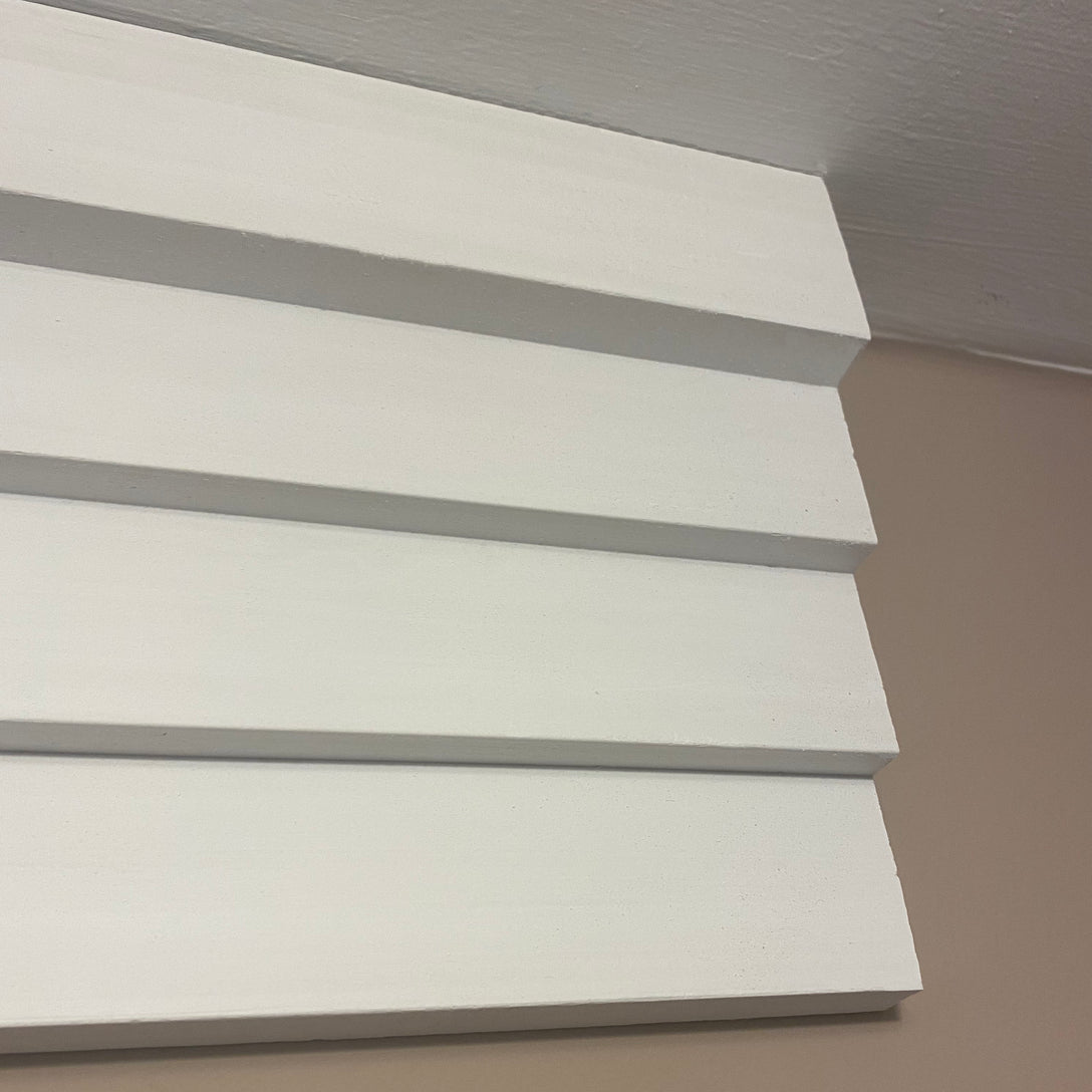 end section of 4 Step art deco Plaster coving - 50MM Drop