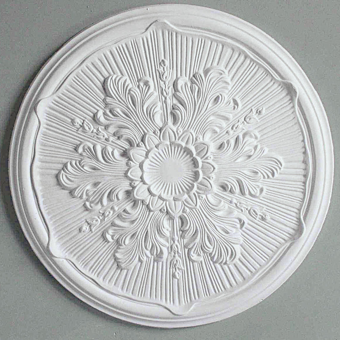 acanthus floral Plaster Ceiling Rose shown before fitting 510mm dia.