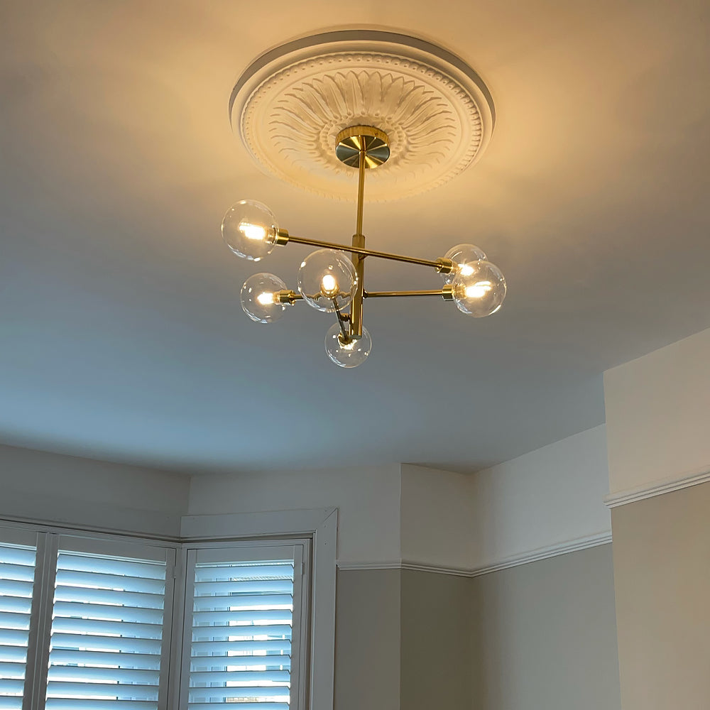 Sunflower Plaster Ceiling Rose in stylish room