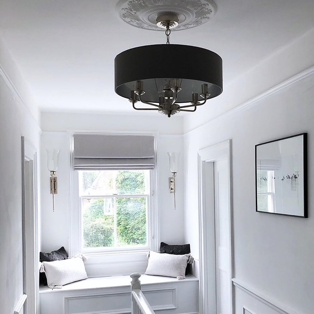 photo showing Victorian Plaster Ceiling Rose fitted in modern bright home 500mm dia.