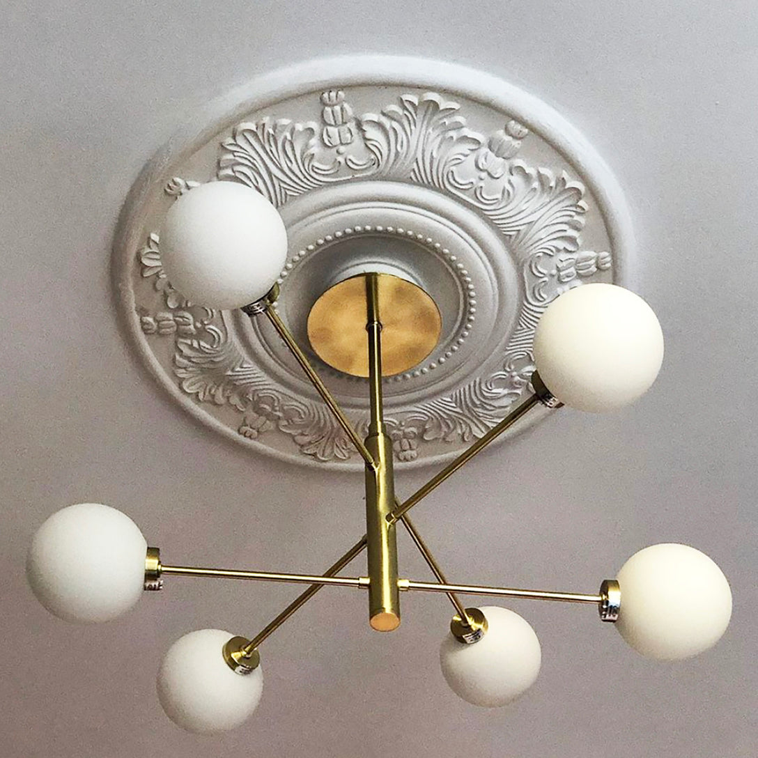 Victorian Plaster Ceiling Rose shown with chandelier fitted 500mm dia.