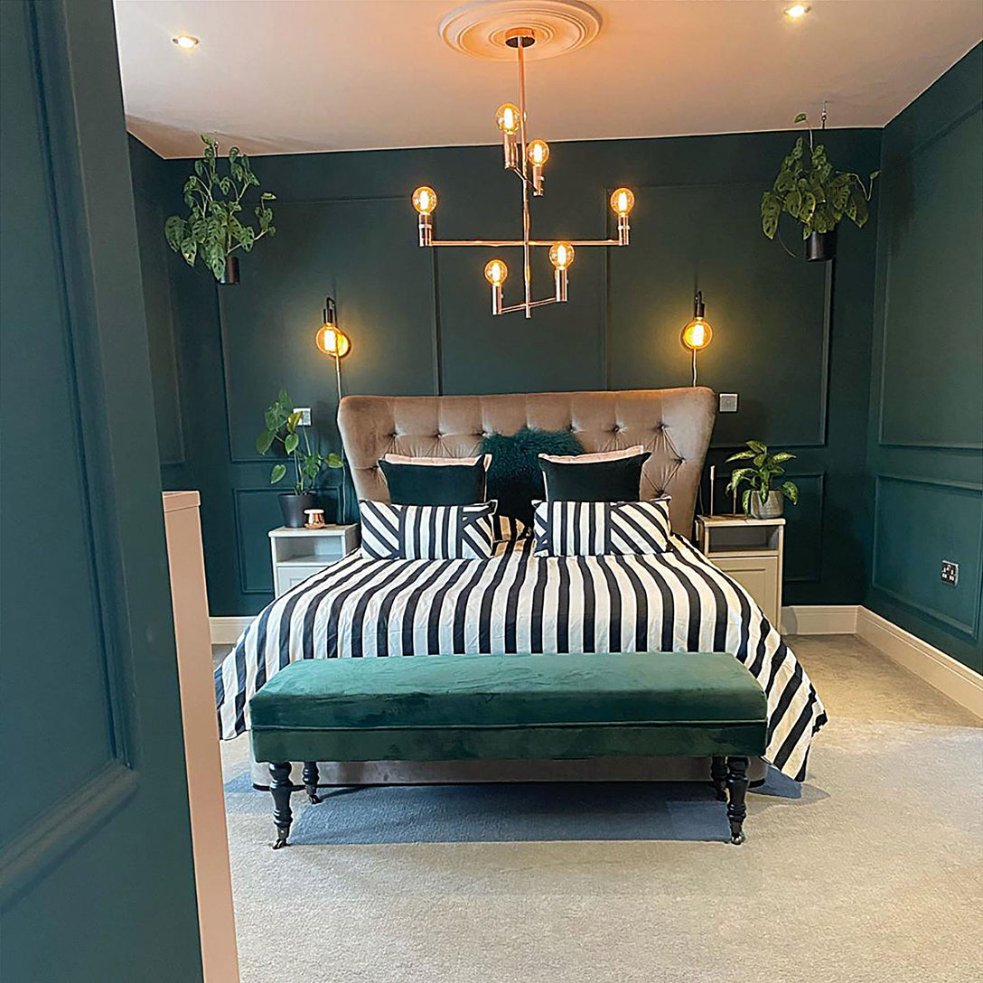 Classic Plaster Ceiling Rose in furnished bedroom