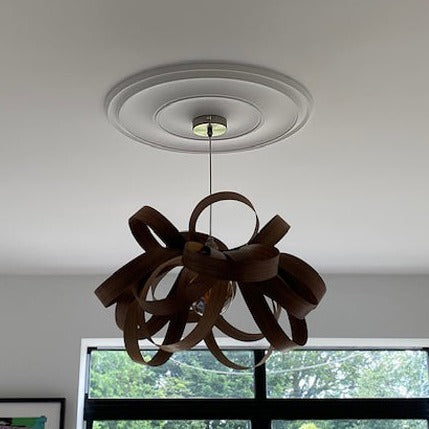 example of Plain Spun Plaster Ceiling Rose in living room 420MM Diameter 