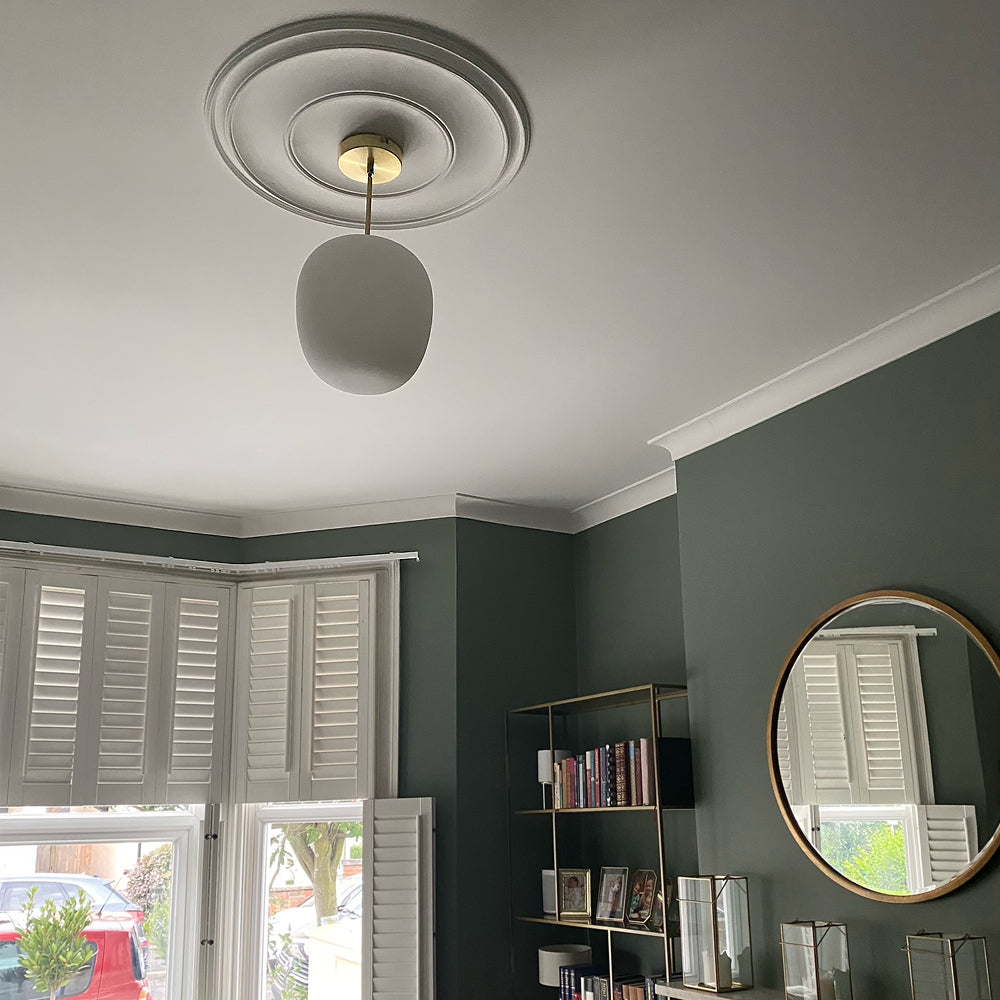 Plain Spun Plaster Ceiling Rose near large window